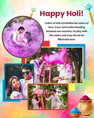 Happy Holi Social Media Photo Collage Template