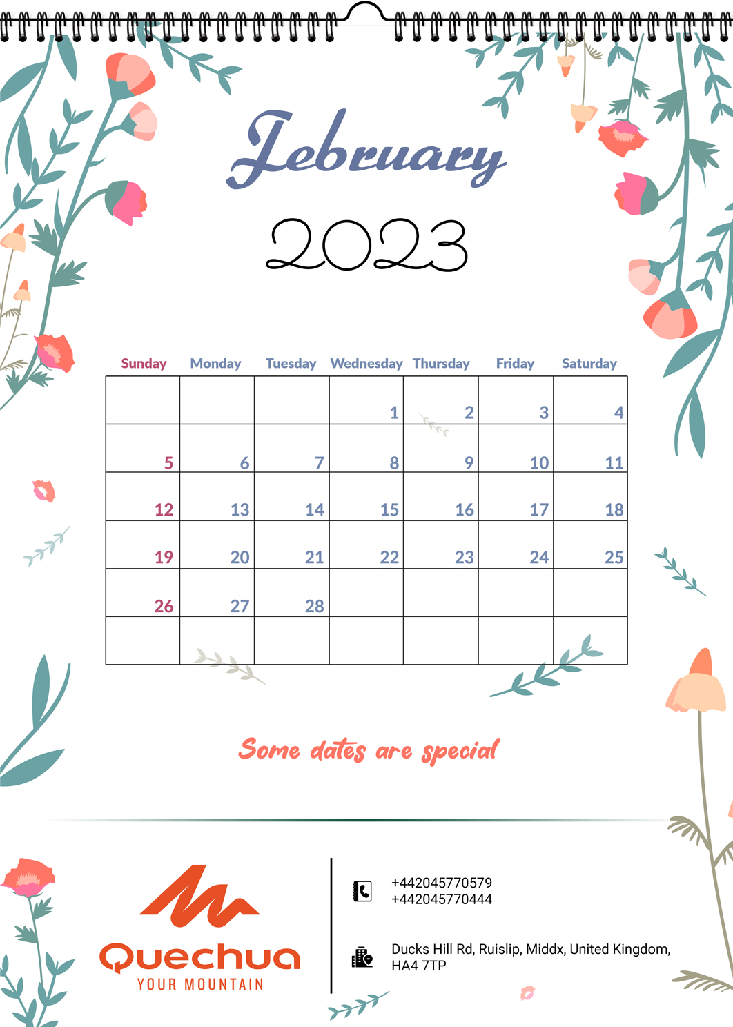 Ceramic White Minimal Branding February 2023 Desk Portrait Calendar