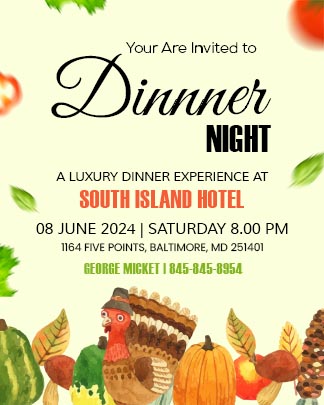 Dinner Night Party Invitation Card