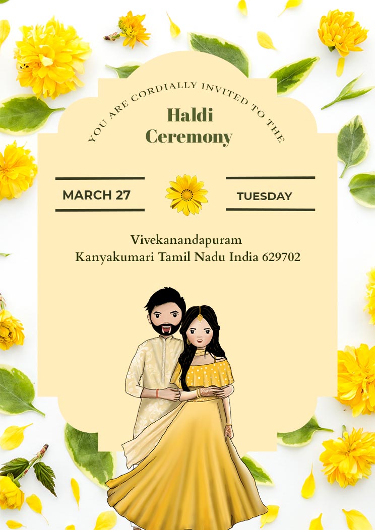 Indian wedding haldi ceremony invitation card Stock Vector | Adobe Stock