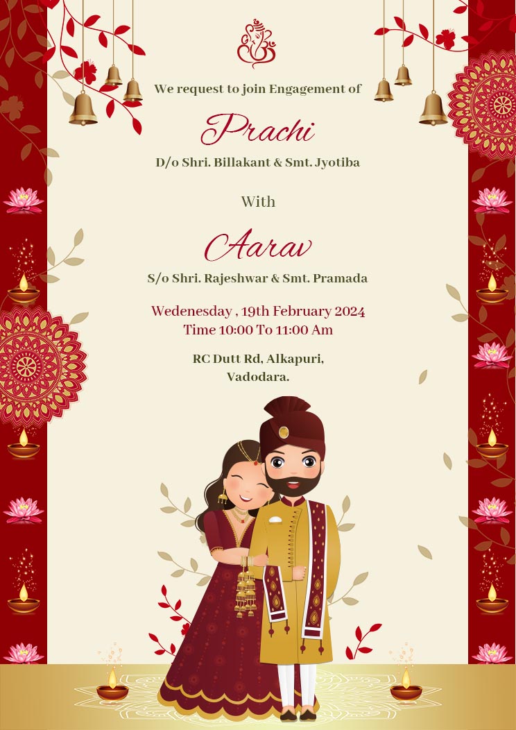 Traditional Caricature Wedding Invitation Free