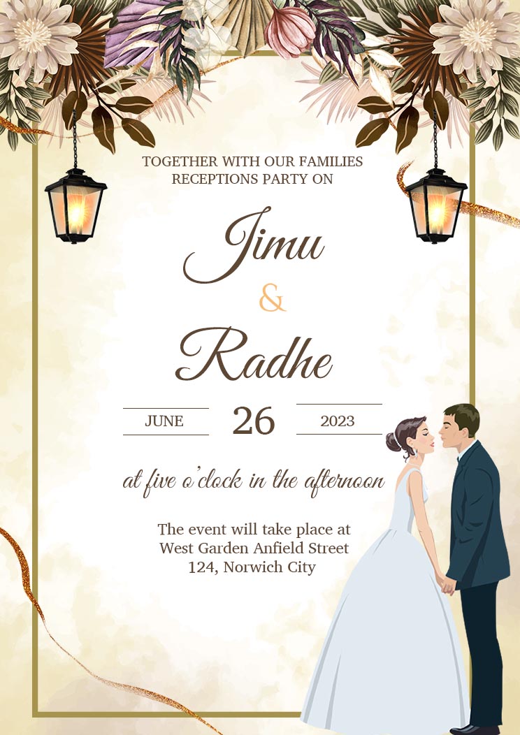 Wedding Reception Party Invitation Card Template