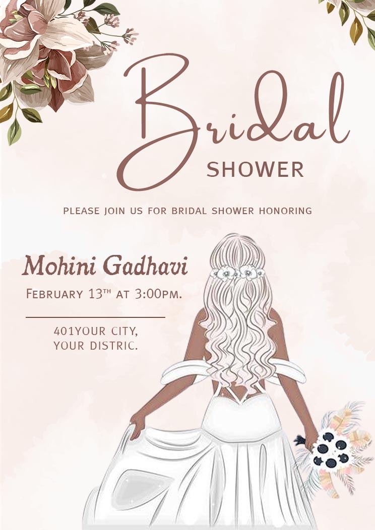 Modern Bride To Be Digital Bridal Shower A4 Invitation