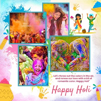 Modern Happy Holi Photo Collage Instagram Post