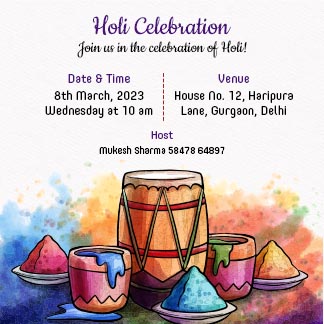 Happy Holi Celebration Invitation Post
