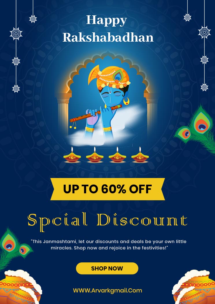 Happy Janmashtami A4 Offer Template