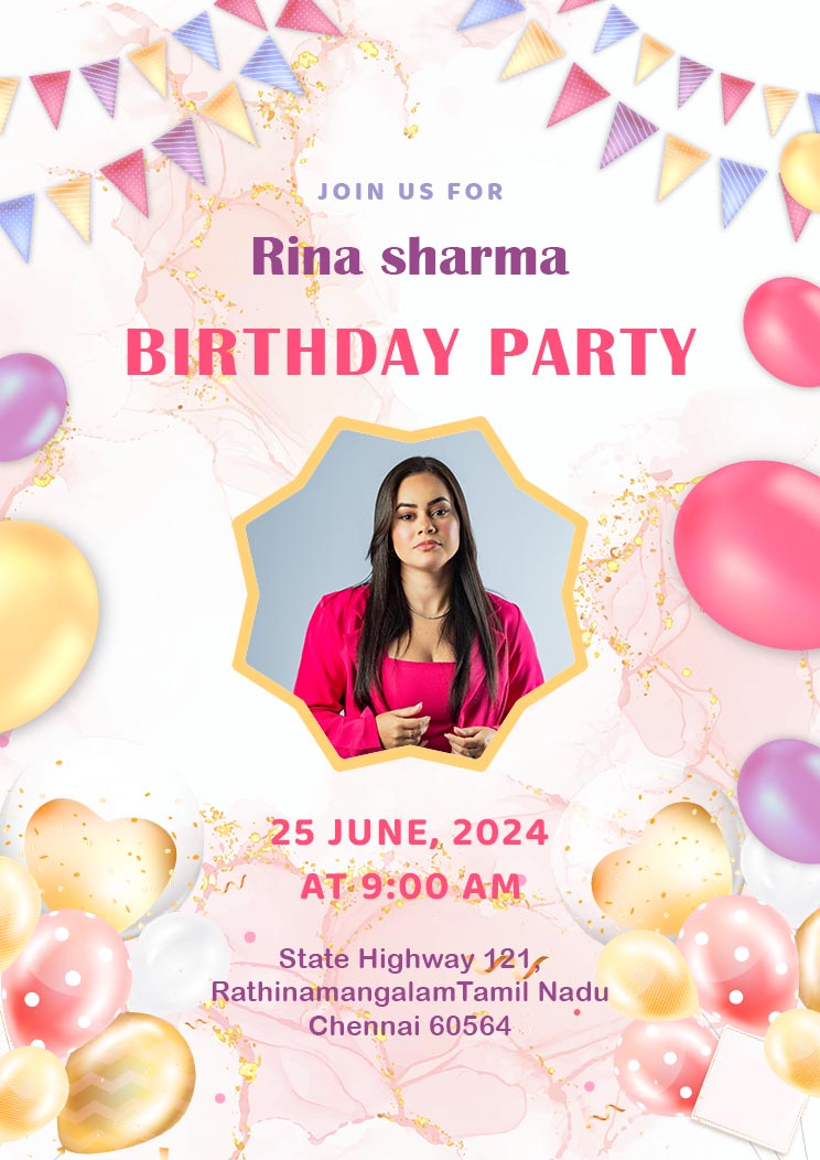 Colourful Birthday Party Celebration Invitation