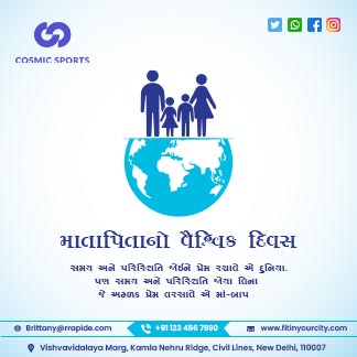 Gujarati Daily Branding Post For Global Day of Parents With Gradient Background