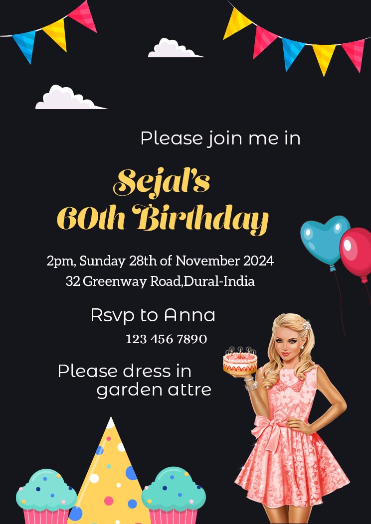Woman Birthday Celebration Invitation Card