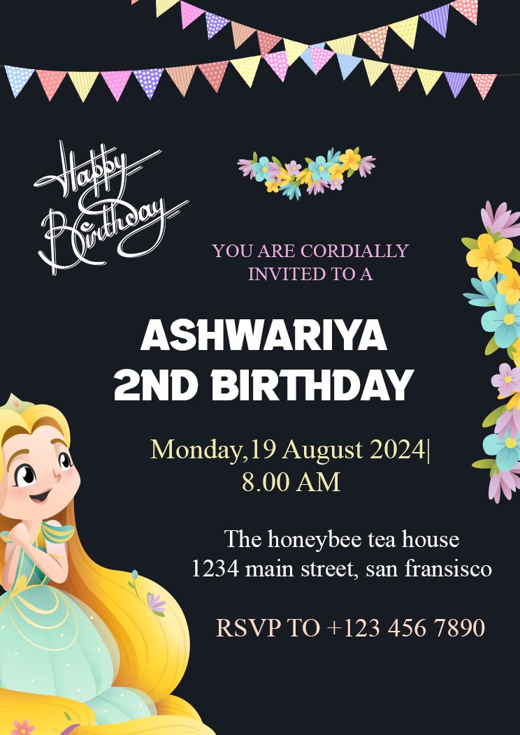 Colorful Birthday Party A4 Invitation Card