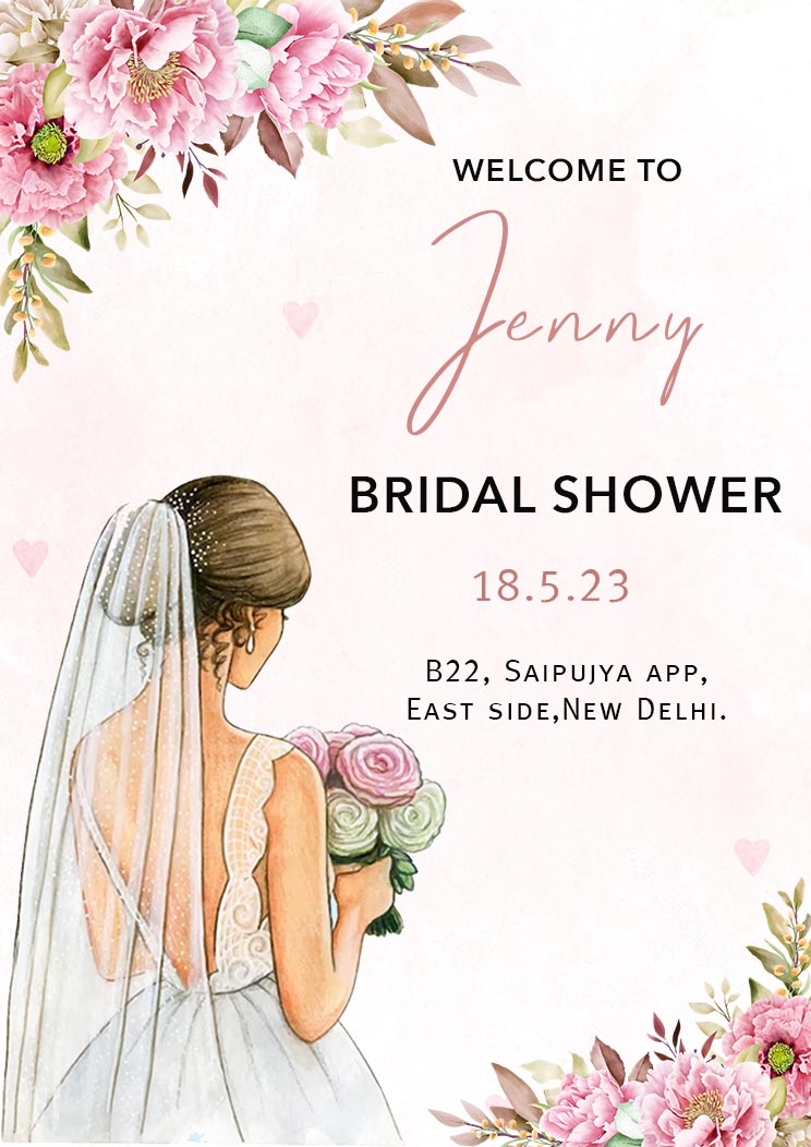 Elegant Bride To Be Digital Bridal Shower A4 Invitation