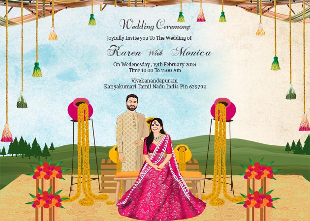 Colorful Wedding Landscape Invitation Template