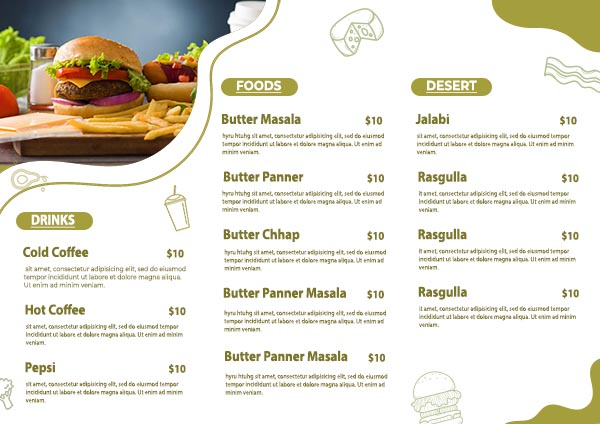 Fast Food Menu Card Design