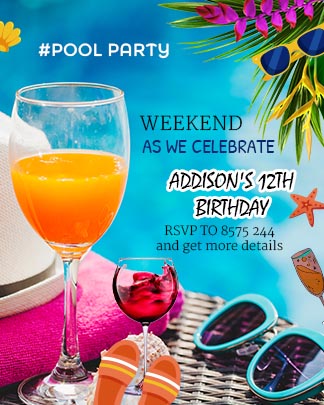 Summer Pool Party Invitation Card