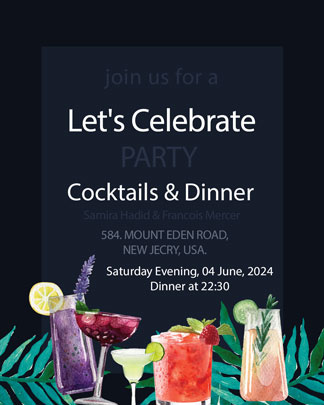 Modern Cocktail Party Invitation Portrait Template