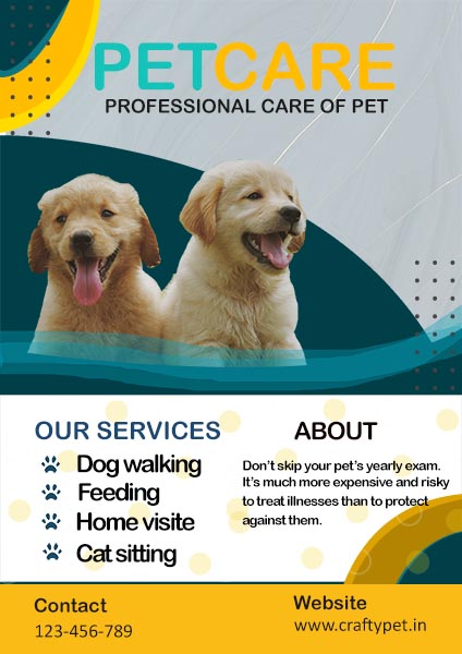Pet Care Service Portrait Flyer Template