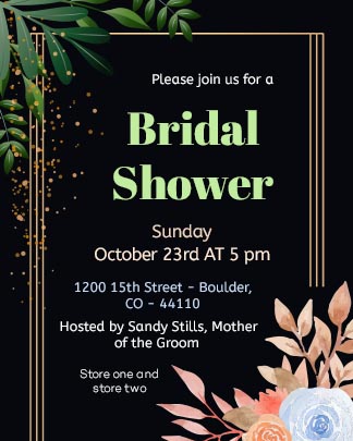 Bridal Shower Invitation Portrait Template