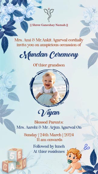 Download New Mundan Ceremony Invitation Card