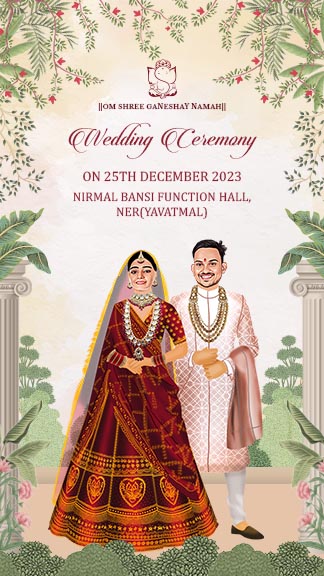 Traditional Indian Caricature Wedding Invitations