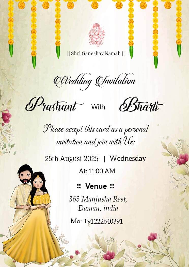 Free Caricature Wedding Invitation Card Download