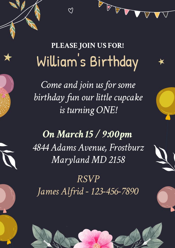 Boy Birthday Party A4 Invitation Template