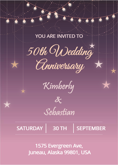 Wedding Anniversary Celebration Invitation Card Free
