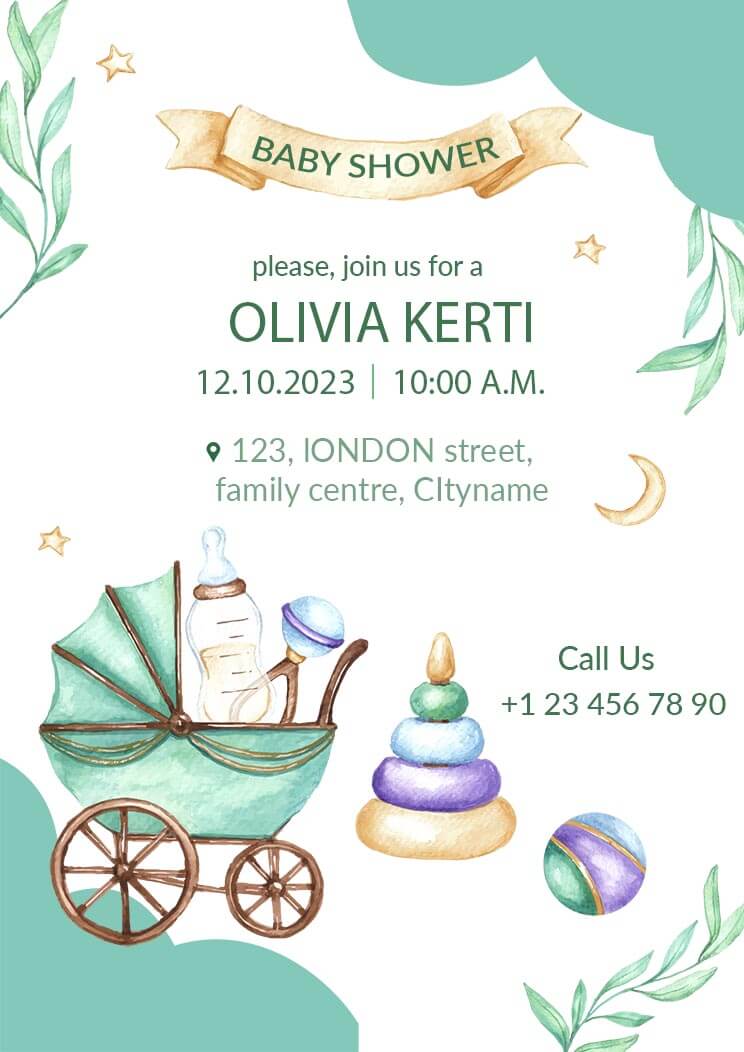Adorable Free Baby Shower Invitation Card