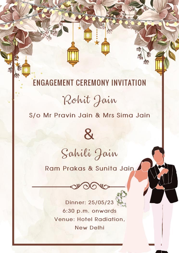 Download Caricature Engagement Ceremony Invitation Card
