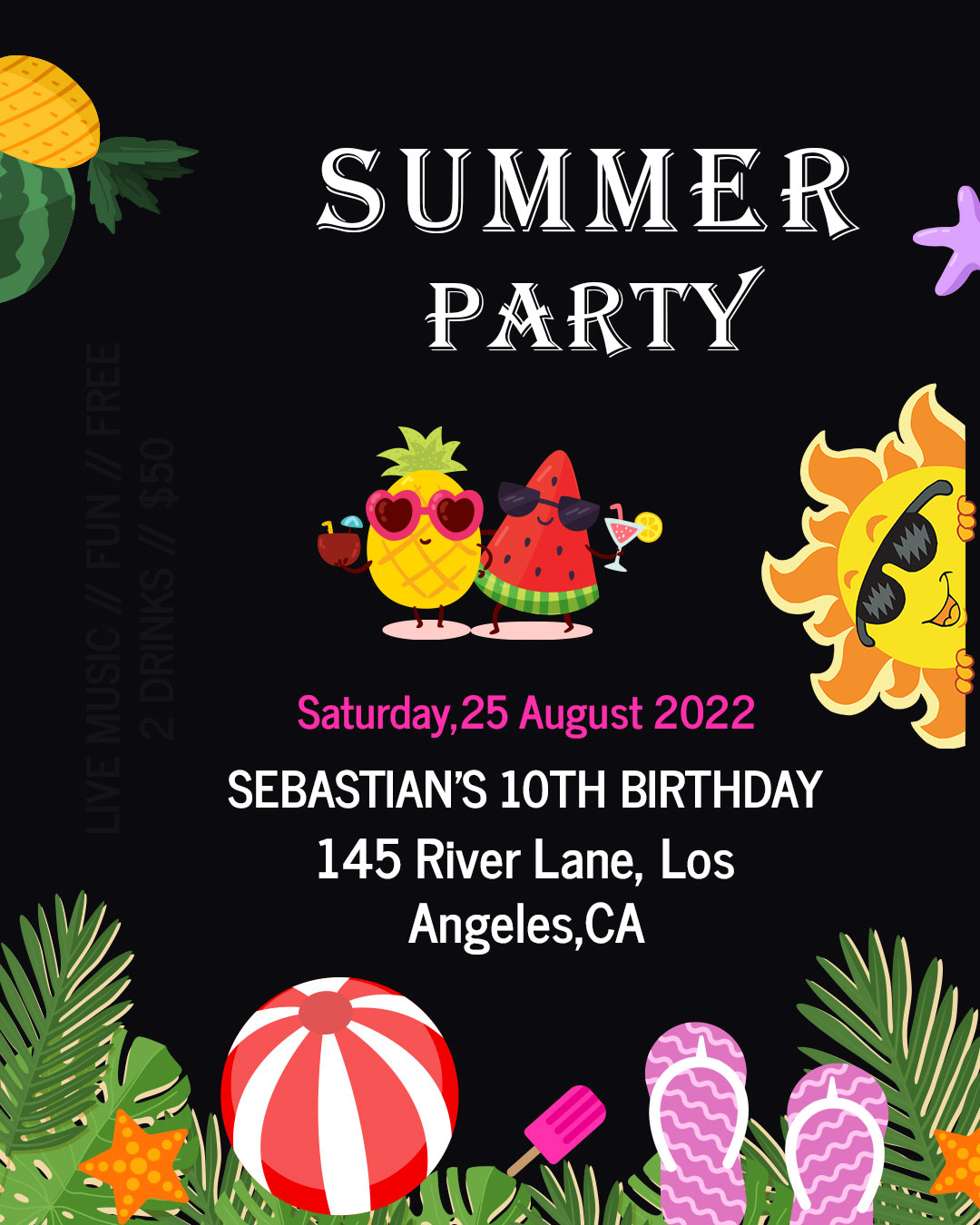 Download Summer Pool Party Invitation Card