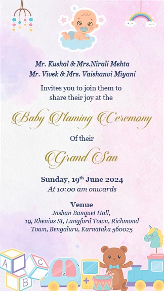 Get Naming Ceremony Invitation Card