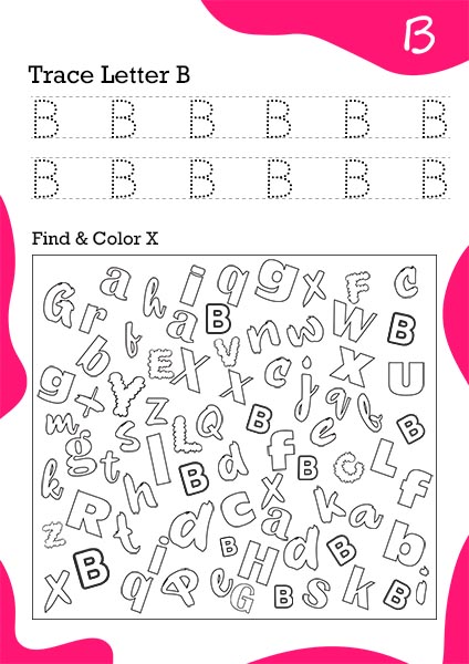 Trace Letter B Worksheet A4 for Kids Template