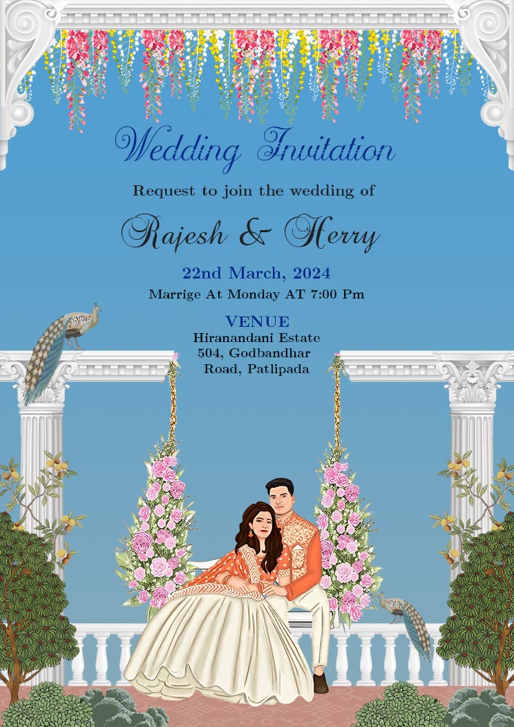 Indian Wedding Caricature Invitation