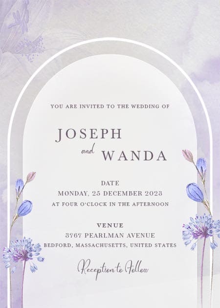 Simple Portrait Wedding Invitation Template