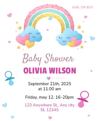 Free Colorful Baby Shower Invitation Card