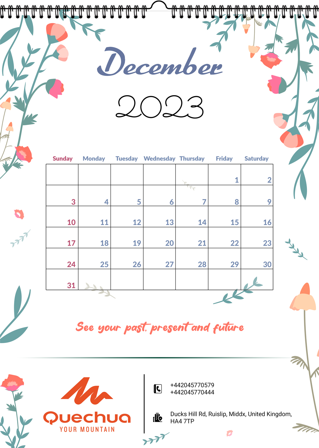 Ceramic White Minimal Branding December 2023 Desk Portrait Calendar