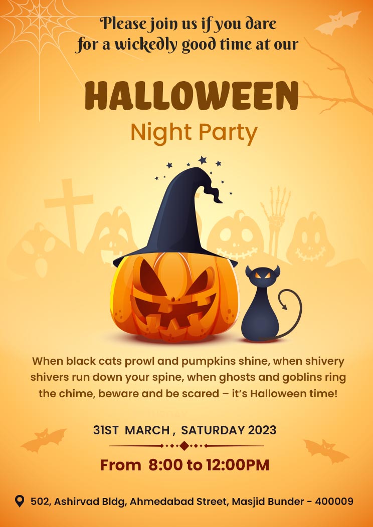 Halloween Night Party Invitation Card
