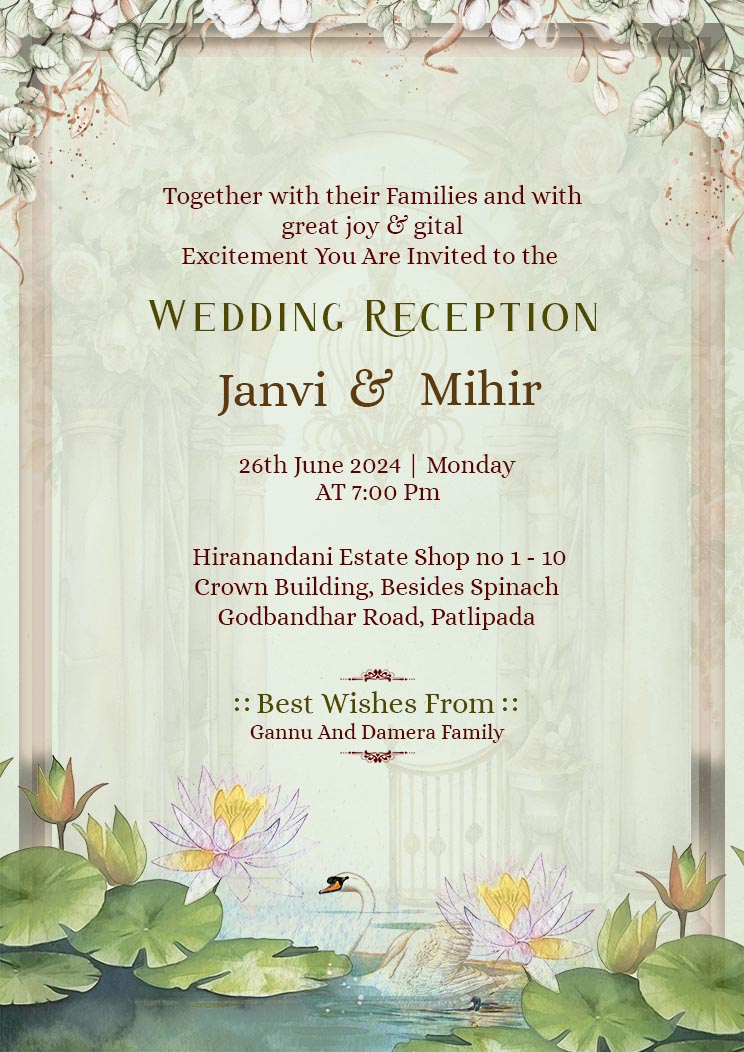 Wedding Reception Invitation Traditional Flower
