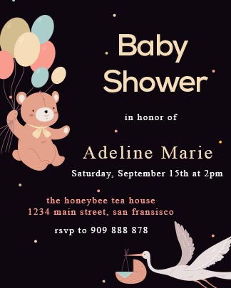 Baby Shower Simple Invitation Portrait Card