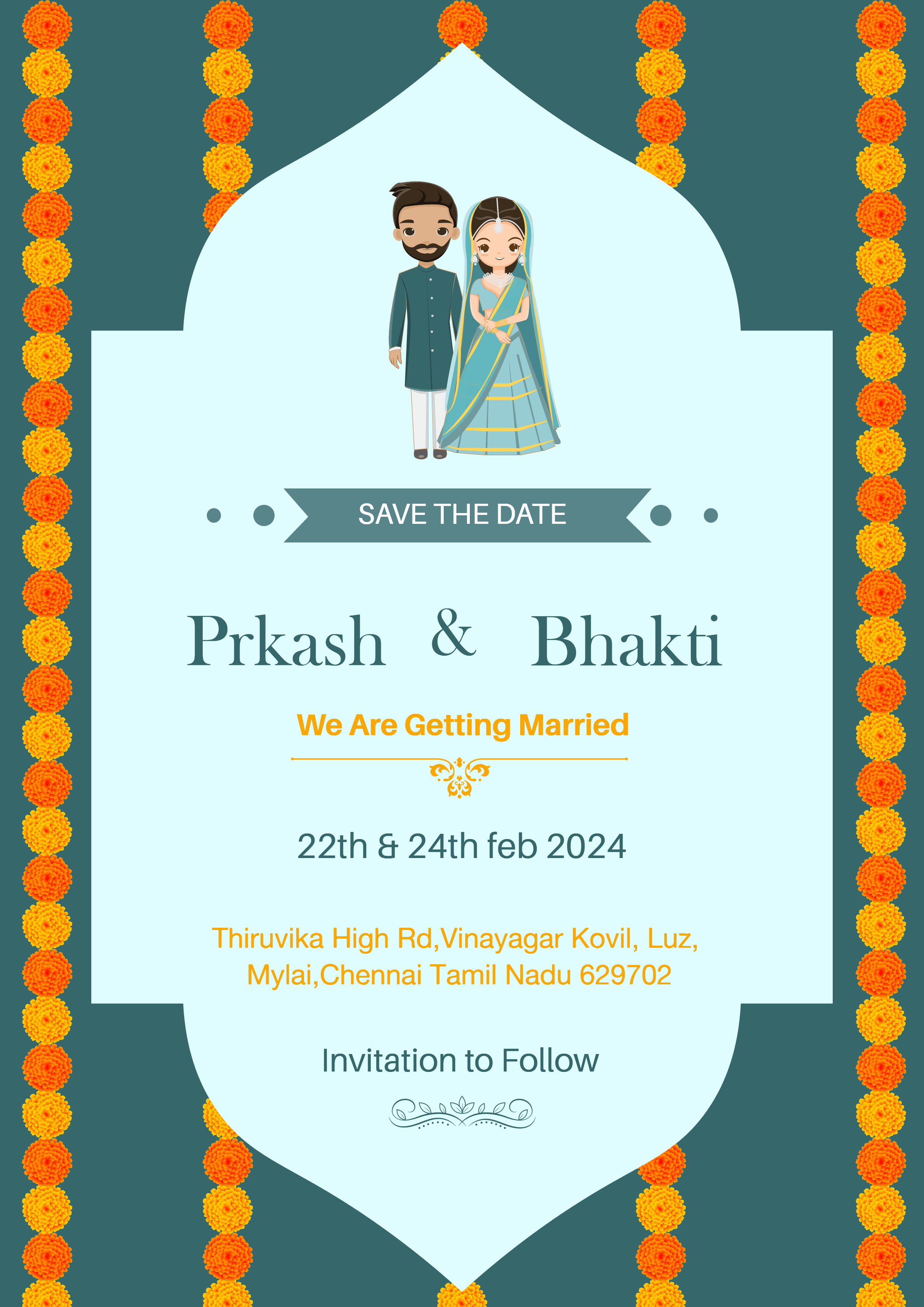 Digital Wedding Save The Date Invitation Card