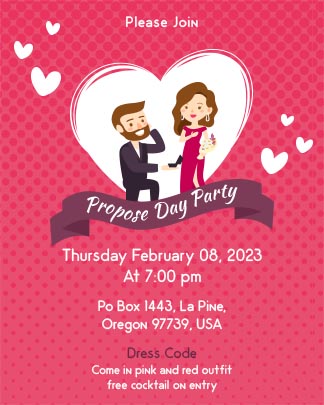 Simple Happy Propose Day Invitation Card Template